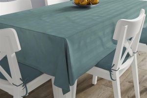 DIMcol Ανεξίτηλο Τραπεζομάντηλο Νηματοβαφή Petrol 140X140 100% Cotton