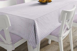 DIMcol Ανεξίτηλο Τραπεζομάντηλο Νηματοβαφή White-Pink 140X140 100% Cotton