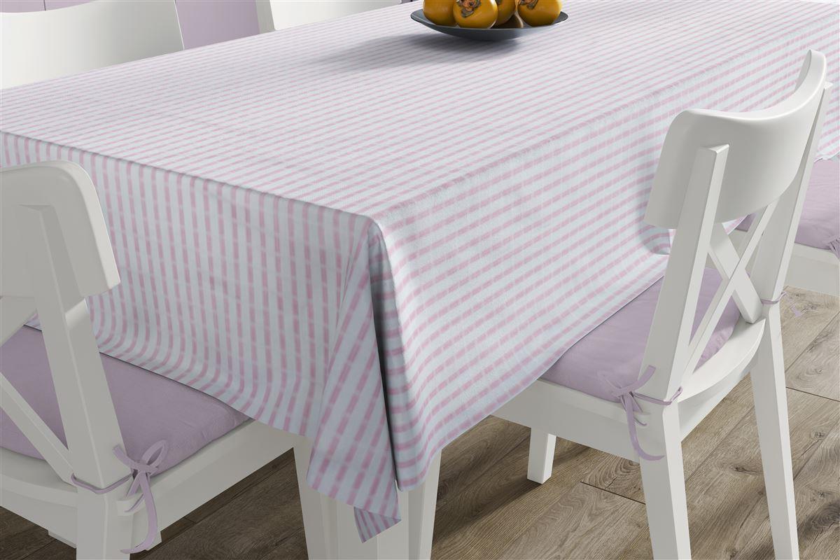 DIMcol Ανεξίτηλο Τραπεζομάντηλο Νηματοβαφή White-Pink 140X140 100% Cotton