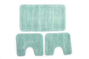DIMcol Πατάκι Μπάνιου Σετ 3 τεμ ZUCCHI 1τεμ 55X90, 2 τεμ 45X50 Light Aqua 100% Cotton