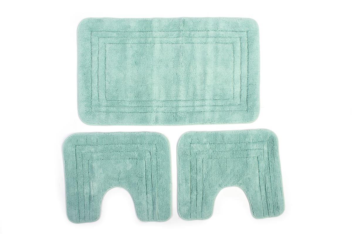 DIMcol Πατάκι Μπάνιου Σετ 3 τεμ ZUCCHI 1τεμ 55X90, 2 τεμ 45X50 Light Aqua 100% Cotton