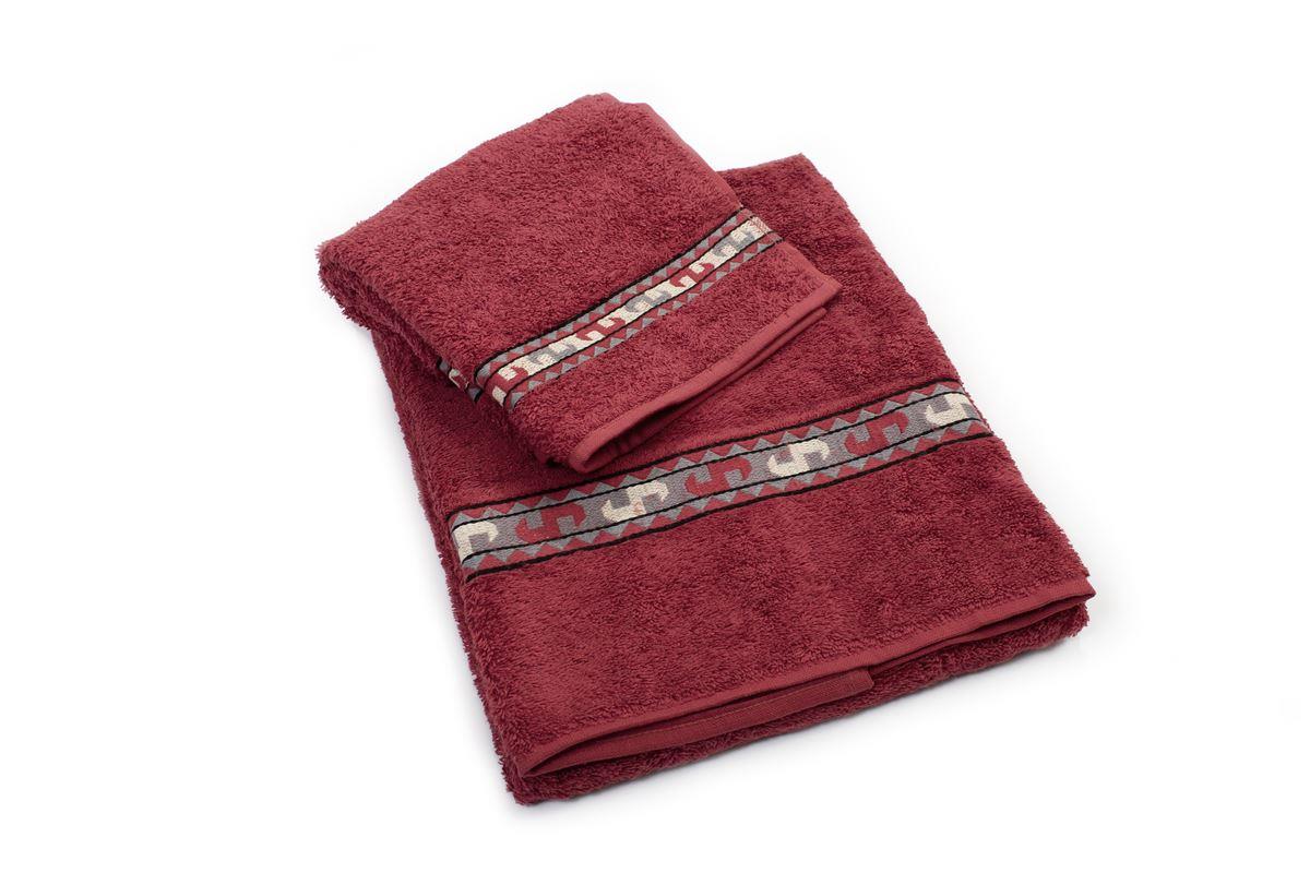 DIMcol Πετσέτα Σετ 2 τεμ ZUCCHI 40X60,60X110 Jacquard Κόκκινο 100% Cotton