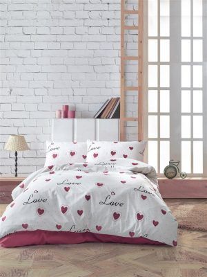 DIMcol Παπλωματοθήκη Εμπριμέ Έρως 301 220X240 White-Red 70/30 Cott/Pol