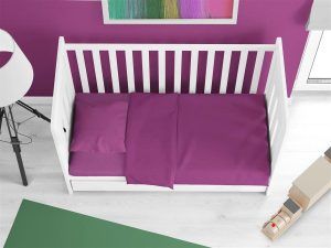 DIMcol Σεντόνια Σετ 3 τεμ bebe Solid 501 120X160 Dark Magenta 100% Cotton