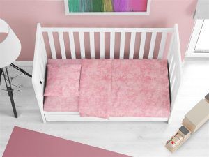 DIMcol Σεντόνια Σετ 3 τεμ bebe Premium Shadow 617 120X160 Pink 100% Cotton
