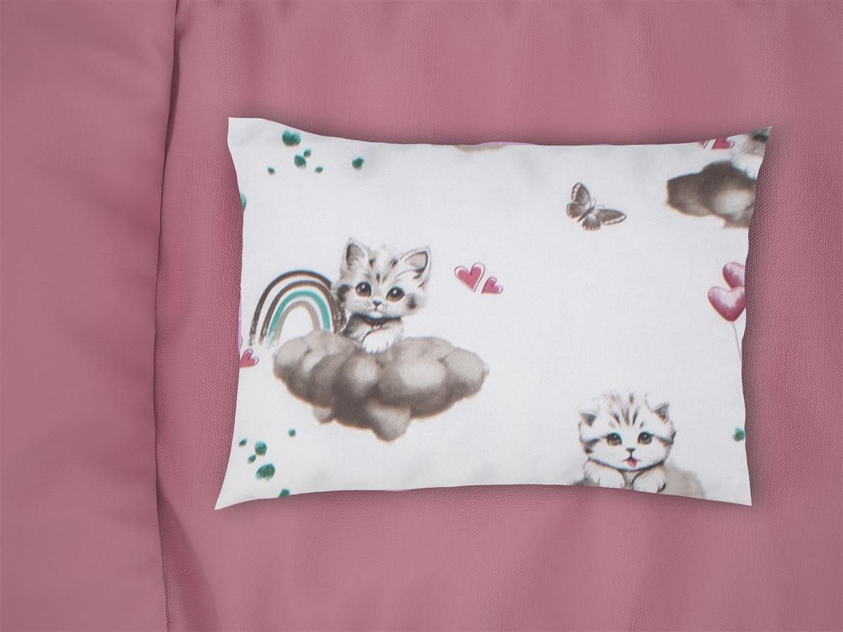 DIMcol Μαξιλαροθήκη Εμπριμέ kids Kitten 560 50X70 Petrol 100% Cotton