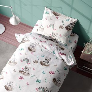 DIMcol Σεντόνια Εμπριμέ Σετ 3 τεμ kids Kitten 560 160X240 Petrol 100% Cotton