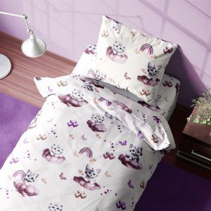 DIMcol Σεντόνια Εμπριμέ Σετ 2 τεμ kids Kitten 561 160X240 Mauve 100% Cotton