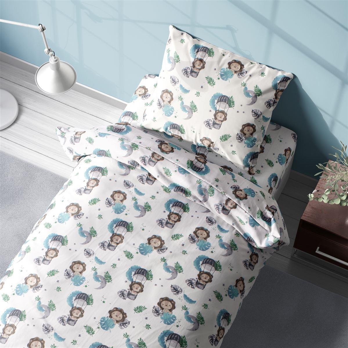 DIMcol Σεντόνια Εμπριμέ Σετ 2 τεμ kids Lion 533 160X240 Sky Blue 100% Cotton