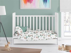 DIMcol Παπλωματοθήκη Εμπριμέ bebe Lion 534 120X160 Green 100% Cotton
