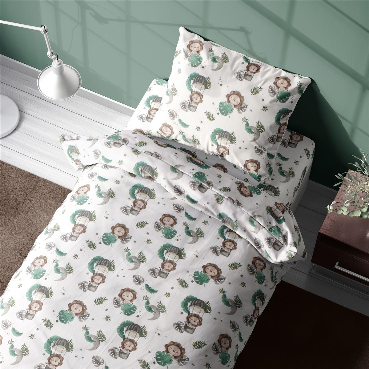 DIMcol Σεντόνια Εμπριμέ Σετ 3 τεμ kids Lion 534 160X240 Green 100% Cotton