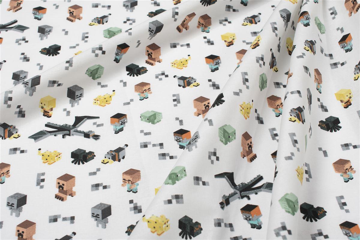 DIMcol Σεντονάκι Λίκνου bebe Minecraft 566 80X110 White-Grey 100% Cotton
