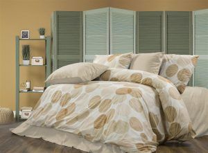 DIMcol Σεντόνια Εμπριμέ Σετ 4 τεμ Κοραλία 465 240X270 Beige 70/30 Cott/Pol