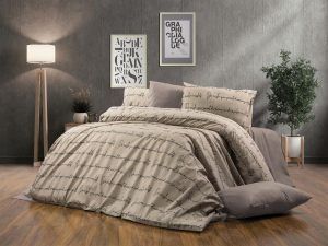 DIMcol Πάπλωμα Εμπριμέ Αρίσβη 470 220X240 Beige 70/30 Cott/Pol