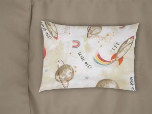 DIMcol Μαξιλαροθήκη Εμπριμέ kids Spaceship 186 50X70 Beige 100% Cotton