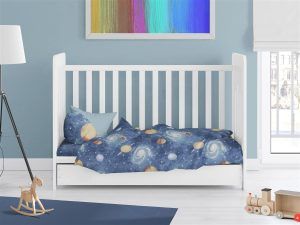 DIMcol Παπλωματοθήκη Εμπριμέ bebe Milky Way 185 120X160 Blue 100% Cotton