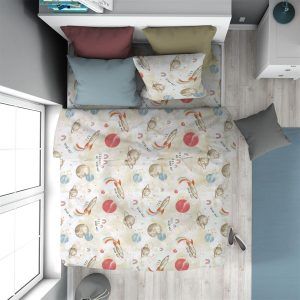 DIMcol Παπλωματοθήκη Εμπριμέ kids Spaceship 186 160X240 Beige 100% Cotton