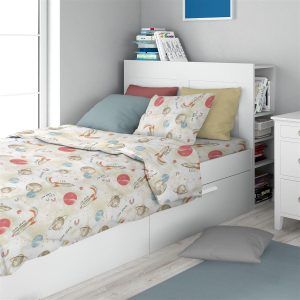 DIMcol Σεντόνια Εμπριμέ Σετ 3 τεμ kids Spaceship 186 160X240 Beige 100% Cotton