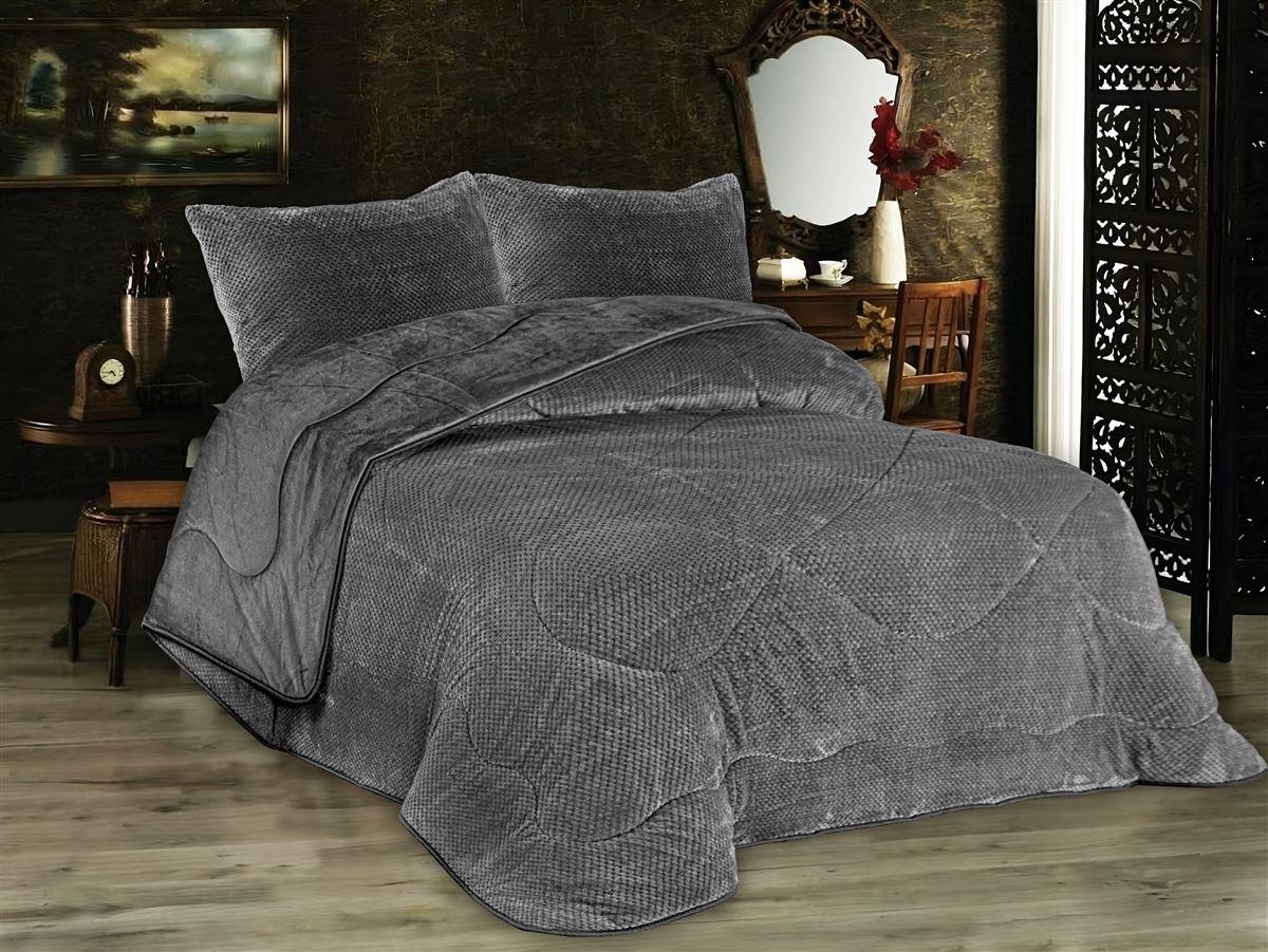 DIMcol Κουβερτοπάπλωμα Popcorn Fleece 700 gsm 1950 Grey-Black 160X220 100% Polyester