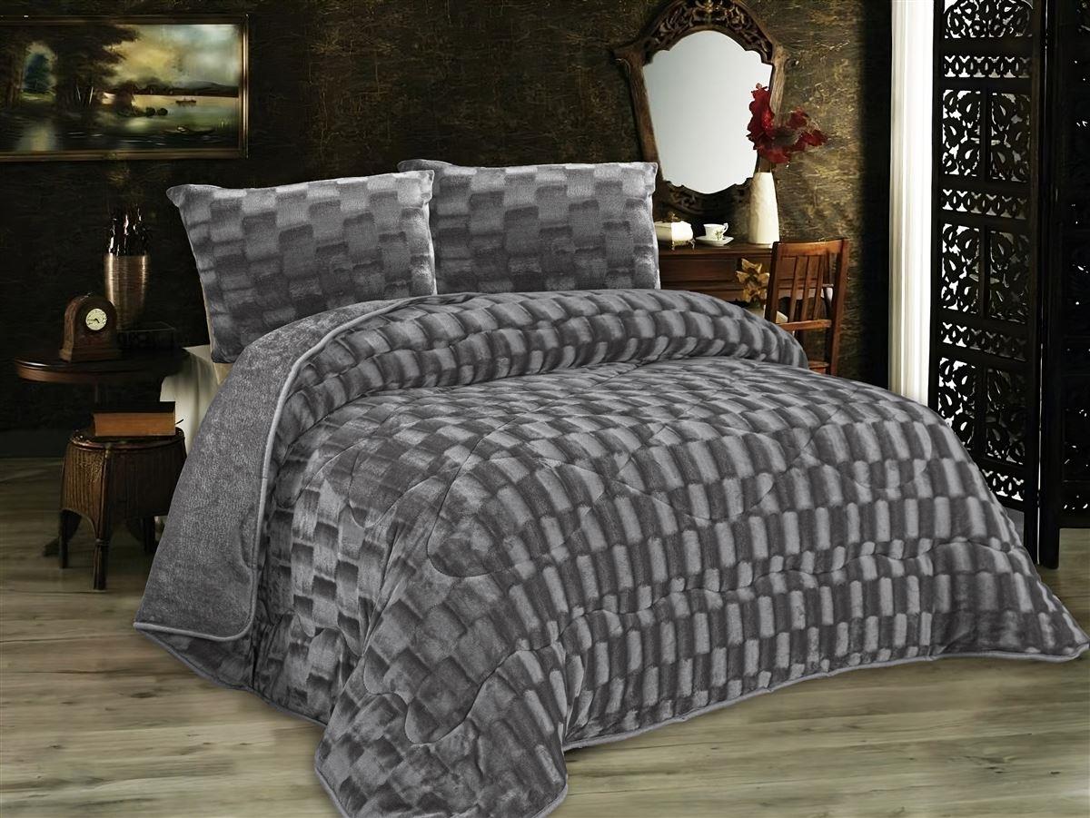 DIMcol Κουβερτοπάπλωμα με εφέ Fleece 750 gsm 1940 Grey 220Χ240 100% Polyester