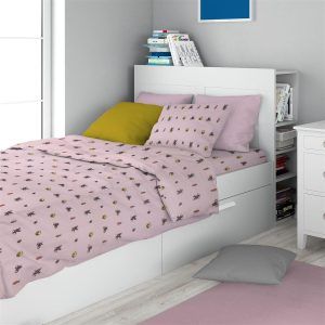 DIMcol Σεντόνια Εμπριμέ Σετ 3 τεμ kids Looney Tunes 39 160X240 Pink 100% Cotton Flannel