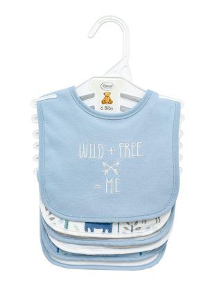 DIMcol Σαλιάρα Interlock & Επένδυση Terry με Velcro bebe Σετ 6 Τεμ. Wild 23 30X20 Sky Blue 60/40 Cott/Pol