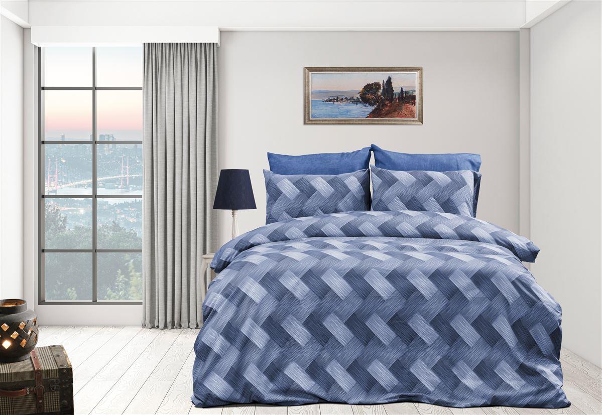 DIMcol Σεντόνια Εμπριμέ Σετ 4 τεμ Αλκμήνη 454 240X270 Blue 70/30 Cott/Pol