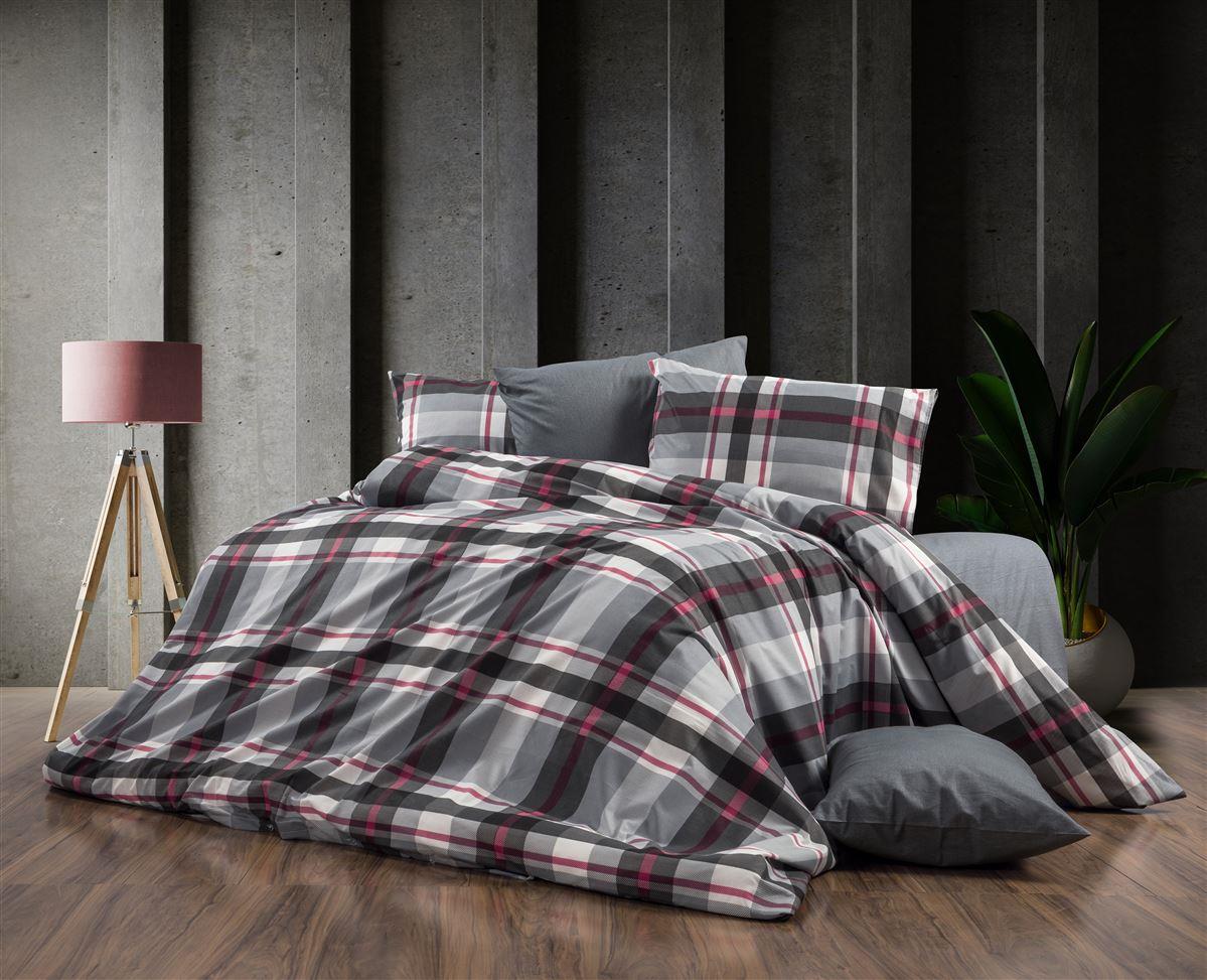 DIMcol Σεντόνια Εμπριμέ Σετ 4 τεμ Εκάβη 424 240X270 Grey-Bordeaux 70/30 Cott/Pol