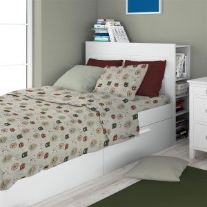 DIMcol Σεντόνια Εμπριμέ Σετ 3 τεμ kids Big Cats 27 160X240 Light Olive 100% Cotton