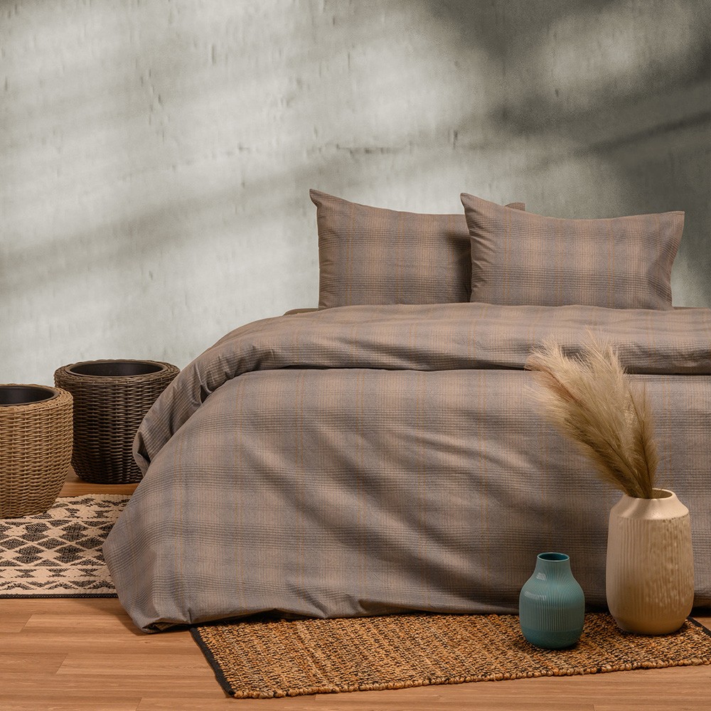 Melinen Home Παπλωματοθηκη Φανελενια Μονη Solo Grey (165X245) 165Χ245