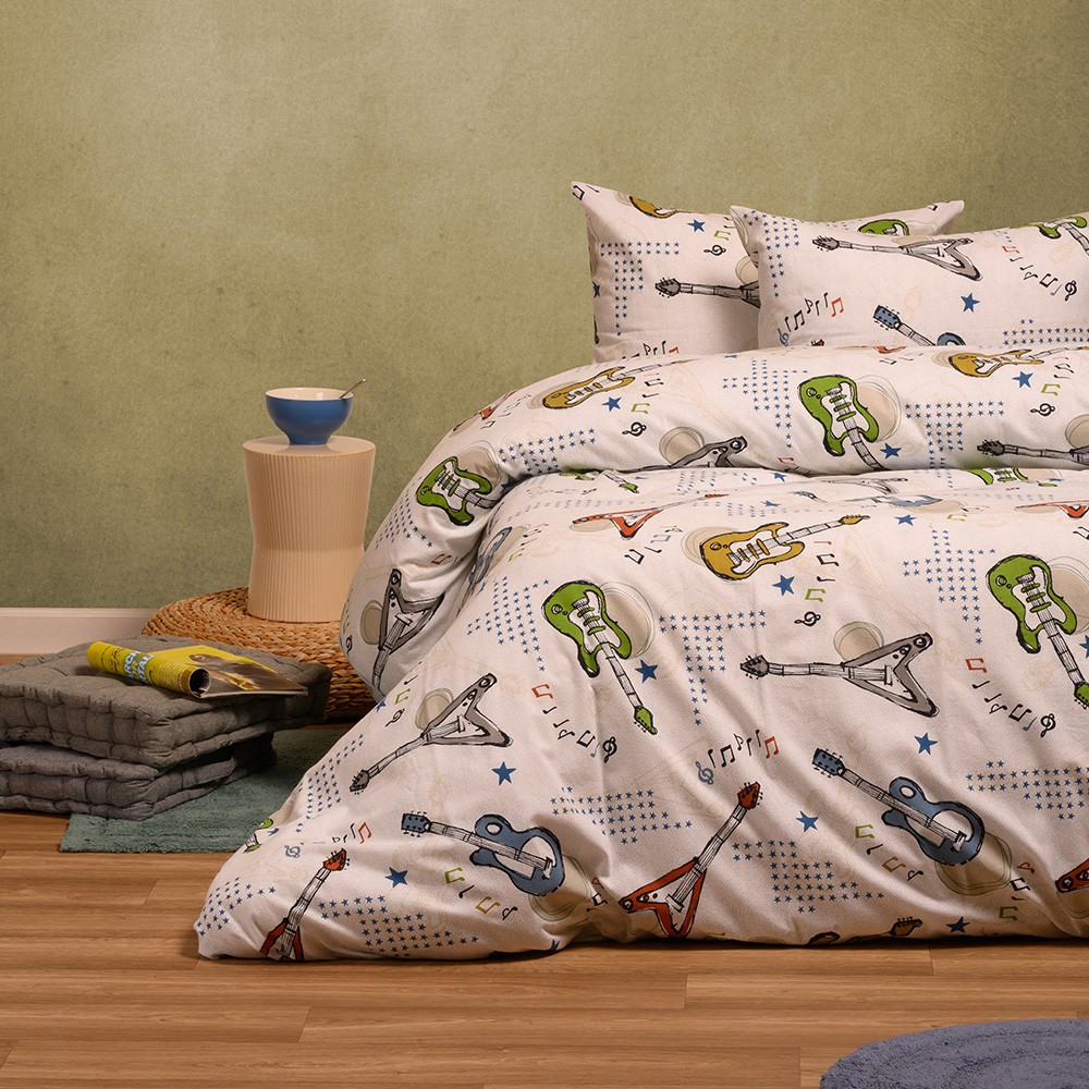 Melinen Home Σετ Σεντονια Φανελενια Μονα (Λ) Music Ice (170X260) Winter Line Kids 170Χ260