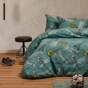 Melinen Home Σετ Σεντονια Φανελενια Μονα Music Petrol (170X260) Winter Line Kids 170Χ260