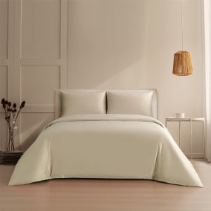 Melinen Home Σετ Παπλωματοθηκη (3 Τεμ.) Satin Υπερδιπλη Bella Beige (225X245) 50Χ70cm