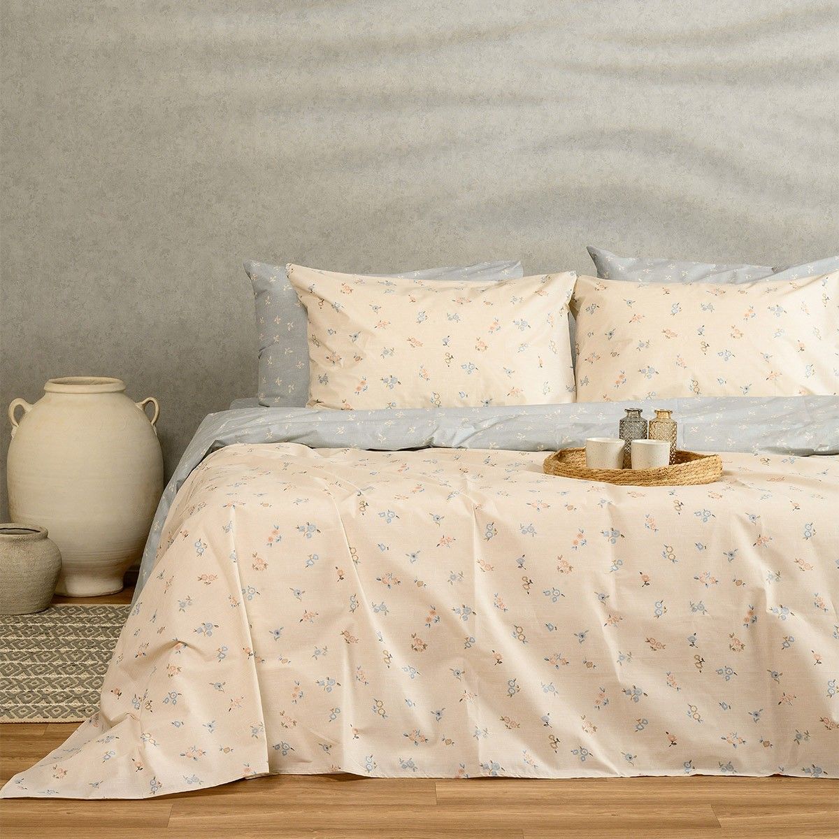 Melinen Home Σετ Σεντονια Μονα (Λ) Amour Blue/Beige Ultra Line (100Χ200+32) 170Χ270