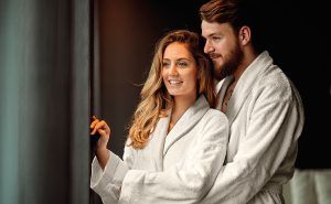 Beauty Home Μπουρνούζι με γιακά και strass Art 3090    Εκρού