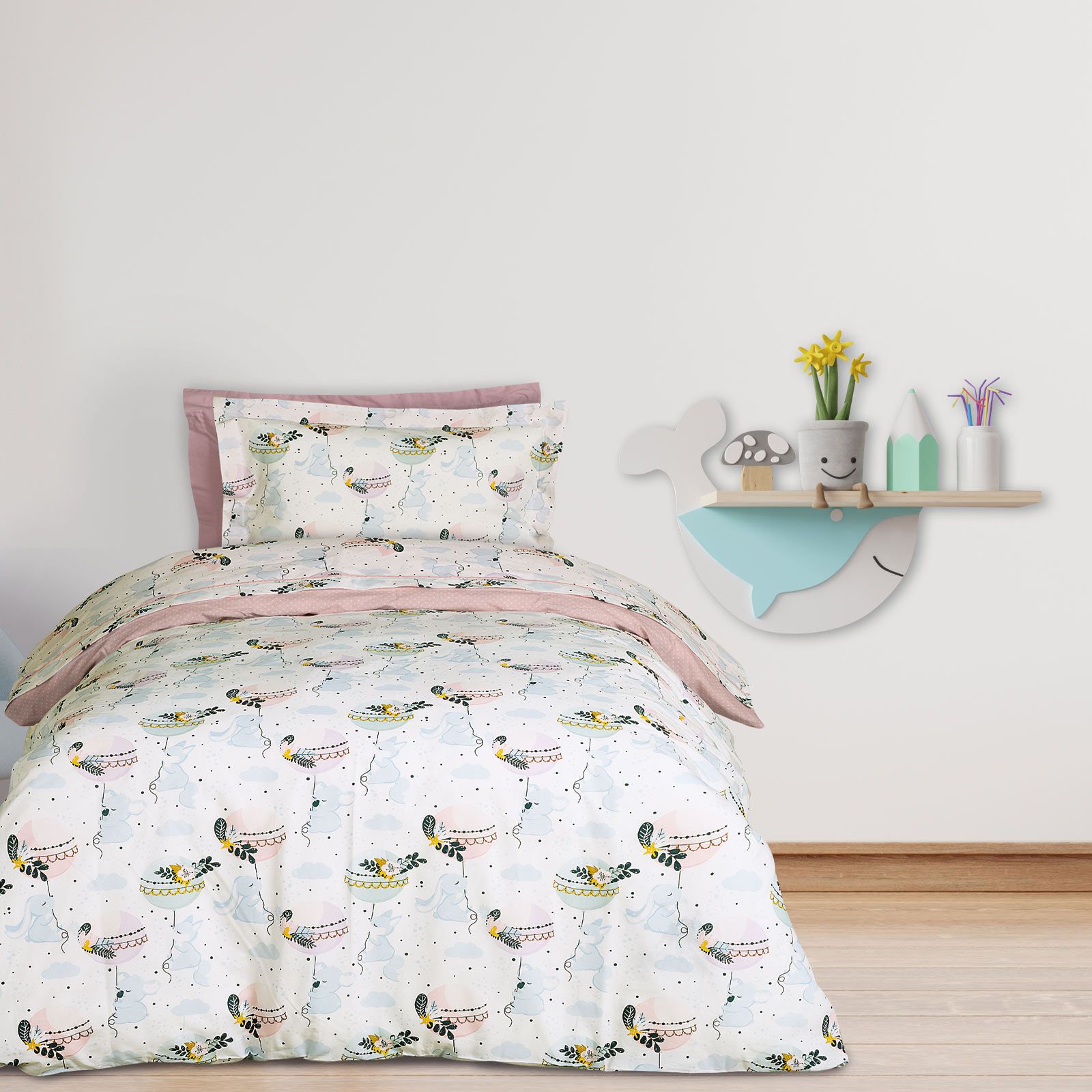 Das Kids Σετ Παπλωματοθηκη Μονη 4915 Light Blue - Mint - Pink
