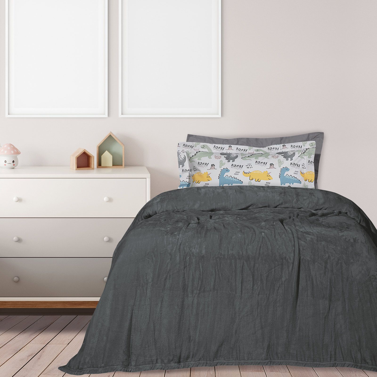 Das Home Κουβερτα Velour Fleece Moνή 1343 Γραφίτης Γραφίτης