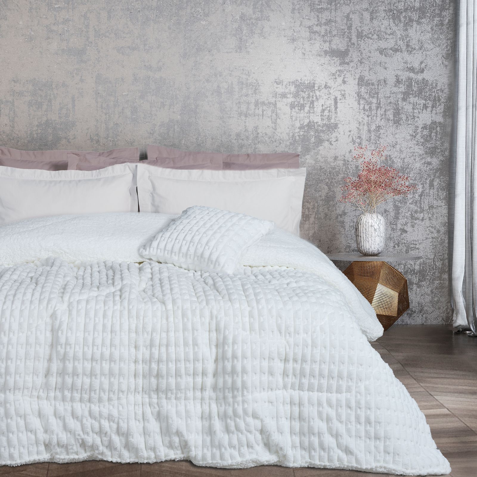 Das Home Κουβερτοπαπλωμα Sherpa Μονο 1176 White White
