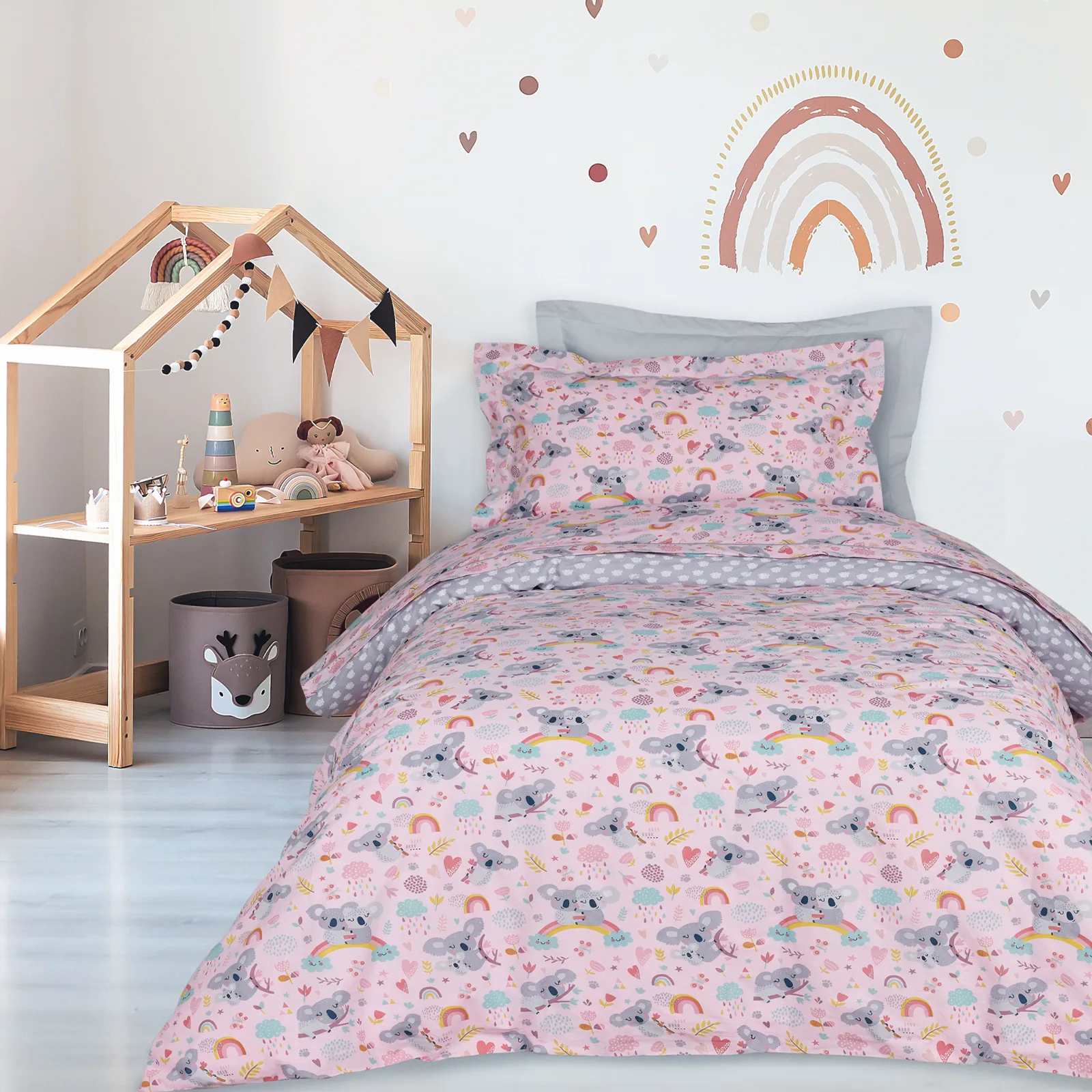 Das Kids Σετ Σεντονια Μονα 4934 Grey - Pink Grey - Pink