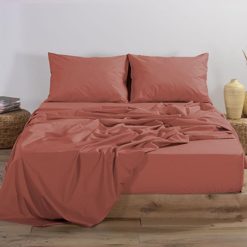 Nef-Nef Homeware Σεντόνι Υπέρδιπλο Λάστιχο Basic 160x200+30 1217-Teracotta