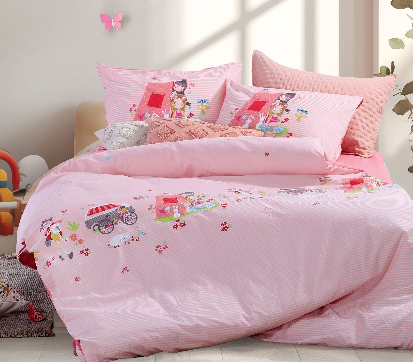 ΠΑΙΔΙΚΑ ΣΕΤ ΣΕΝΤΟΝΙΑ ΜΟΝΑ CAMPING 170X260 NEF-NEF HOMEWARE CORAL