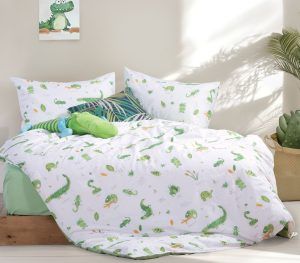 ΠΑΙΔΙΚΑ ΣΕΤ ΣΕΝΤΟΝΙΑ ΜΟΝΑ CUTE REPTILES 170X260 NEF-NEF HOMEWARE WHITE/GREEN