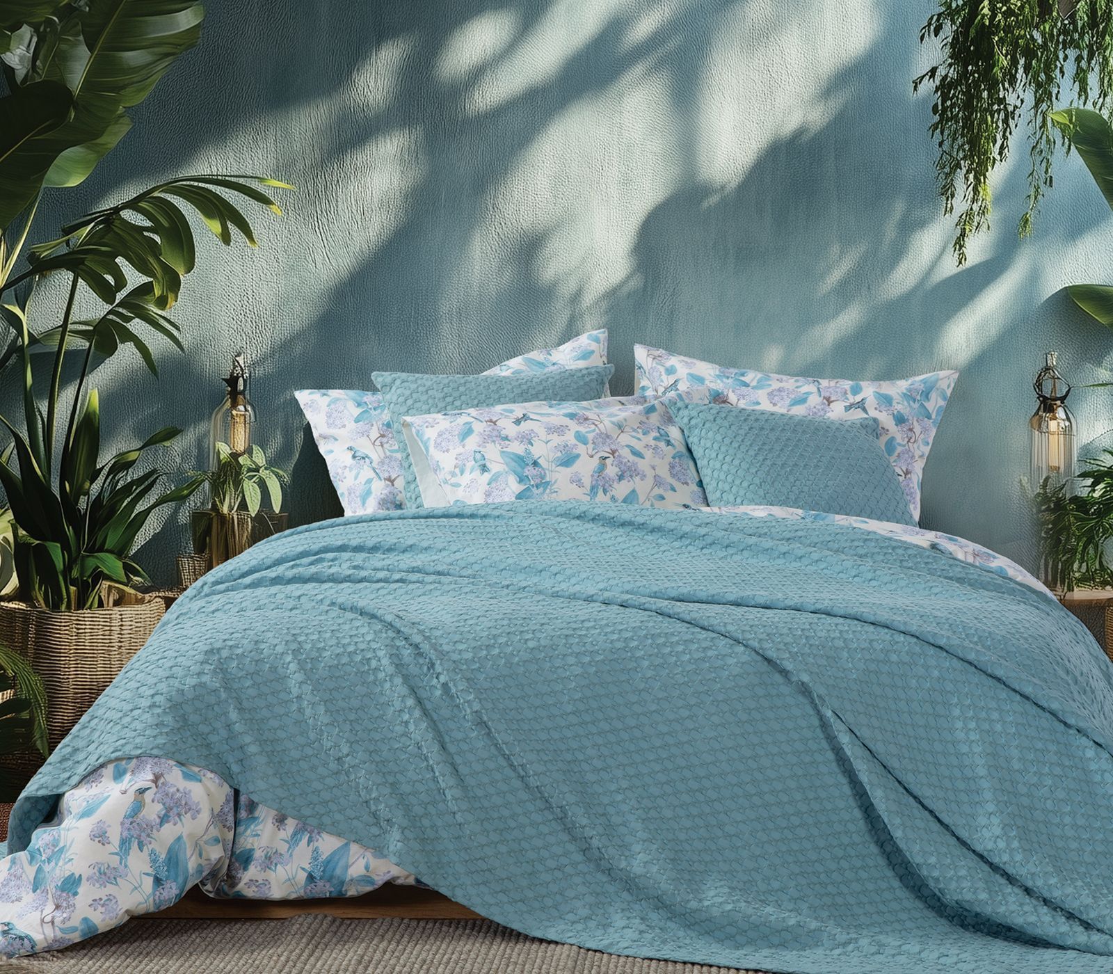ΚΟΥΒΕΡΤΑ ΠΙΚΕ ΥΠΕΡΔΙΠΛΗ ELMER BLUE 230X240 NEF-NEF HOMEWARE AQUA