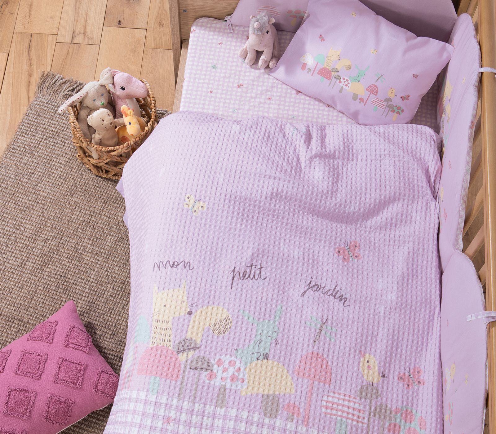 ΒΡΕΦΙΚΗ ΚΟΥΒΕΡΤΑ ΠΙΚΕ ΚΟΥΝΙΑΣ MON PETIT JARDIN 110X150 NEF-NEF HOMEWARE LILAC