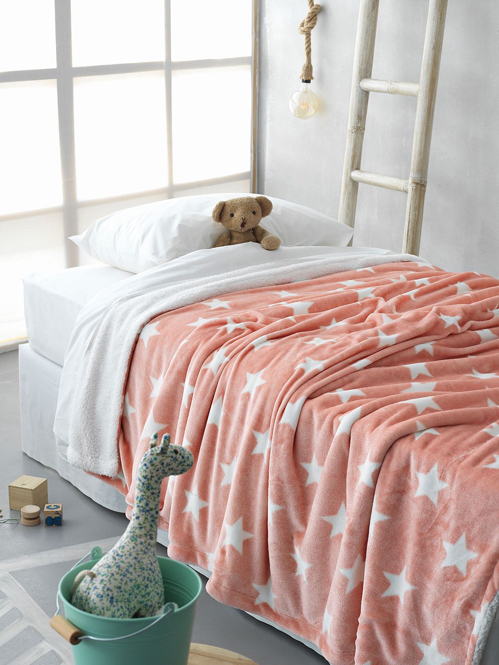 Palamaiki Κουβέρτα Fleece Μονή 160x240 STARS PINK