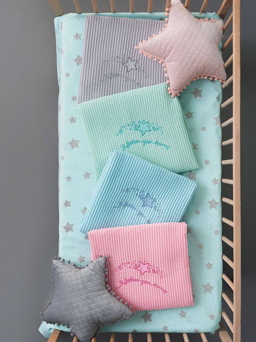 Palamaiki Κουβέρτα Πικέ Bebe Blankets 80x110 DREAMS MINT