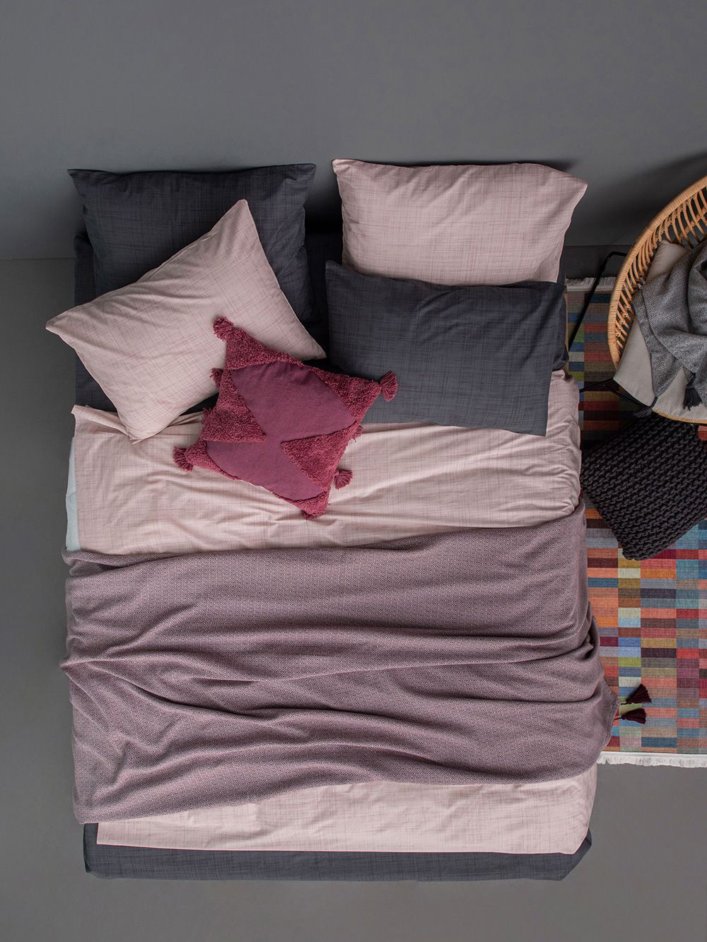 Palamaiki Σεντόνι Μονό Mix & Match LINA PINK Χωρίς Λάστιχο