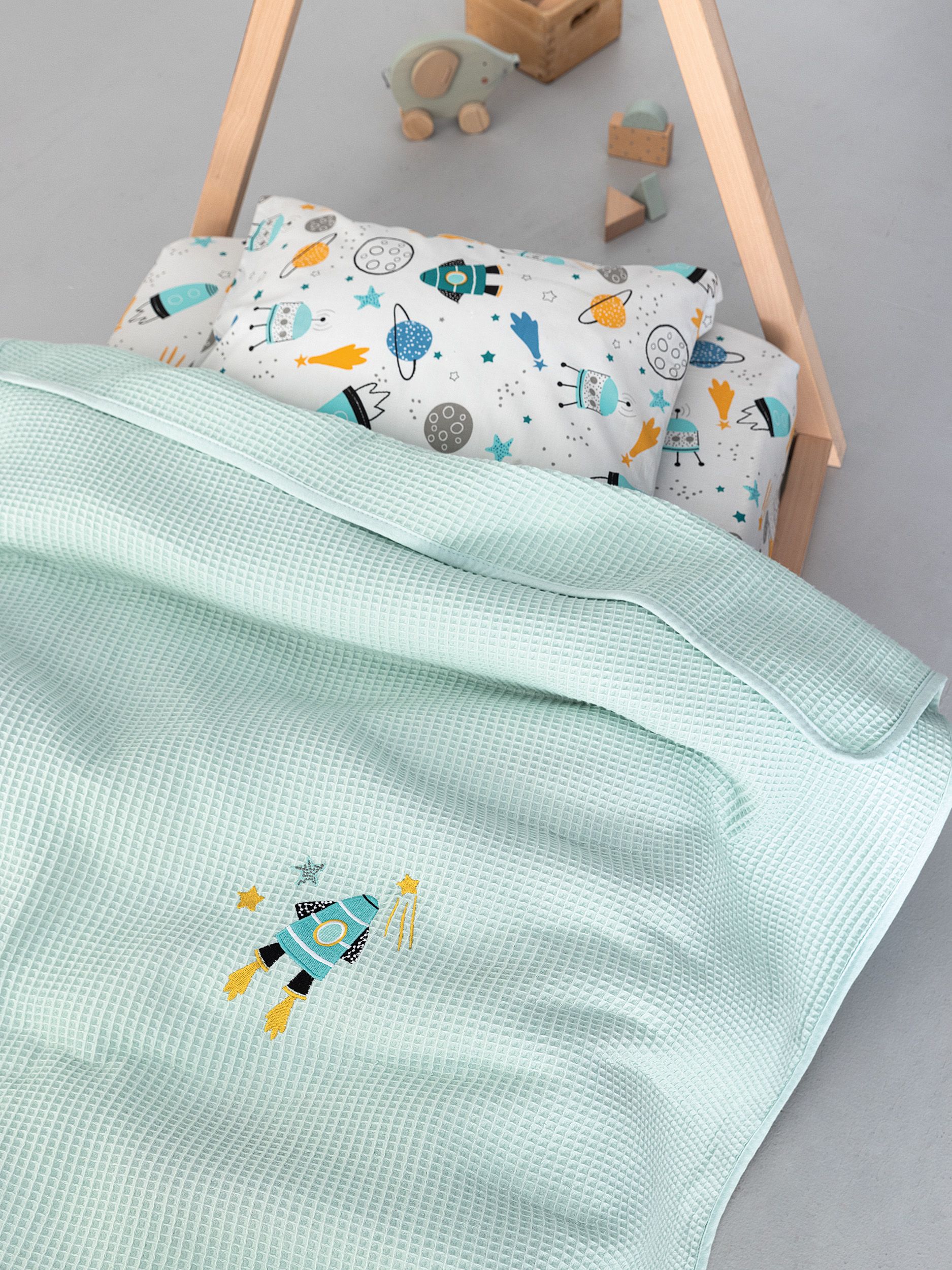 Palamaiki Κουβέρτα Πικέ Αγκαλιάς Baby Blankets 80x110 CANDY AQUA