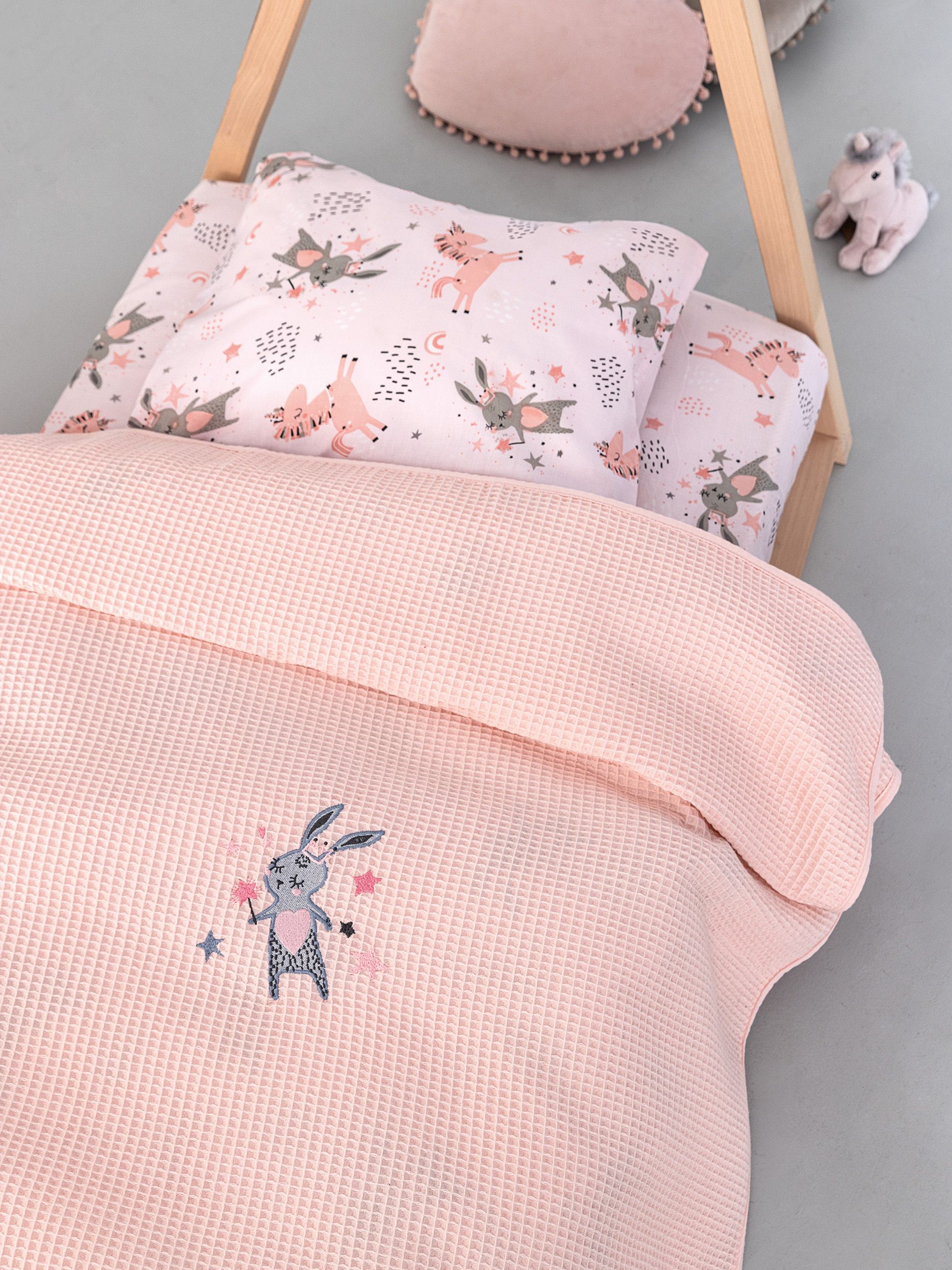 Palamaiki Κουβέρτα Πικέ Κούνιας Baby Blankets 100x150 CANDY PINK