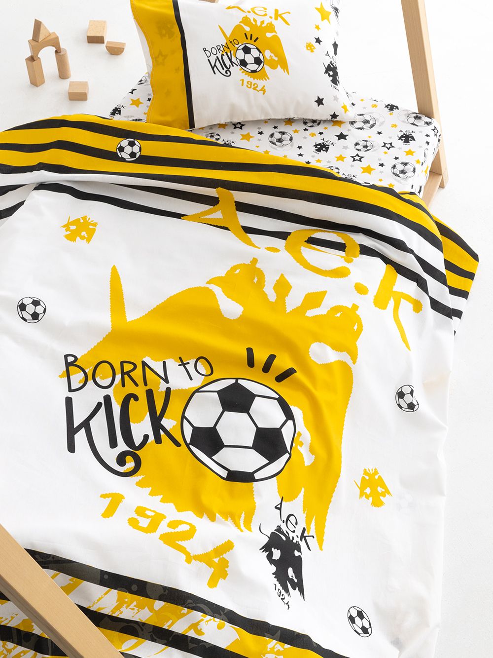 Palamaiki Σετ Σεντόνια Κούνιας Aek 1924 130x170 Aek8 Χωρίς Λάστιχο